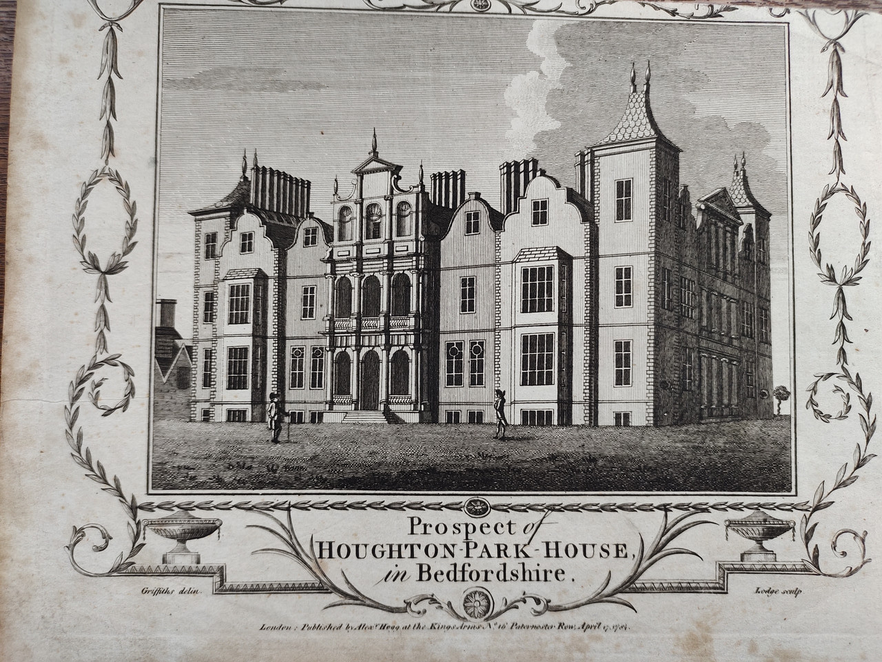 Графство Бедфордшир. Англія 1784 рік. Папір Верже