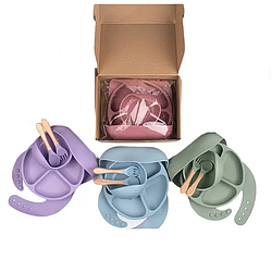 Набір дитячого силіконового посуду для годування малюків, 5 предметів