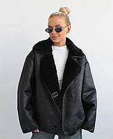 Жіноча дублянка зі штучним хутром, фото 2