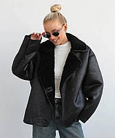 Жіноча дублянка зі штучним хутром, фото 5