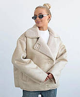 Жіноча дублянка зі штучним хутром, фото 6