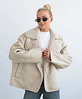 Жіноча дублянка зі штучним хутром, фото 3