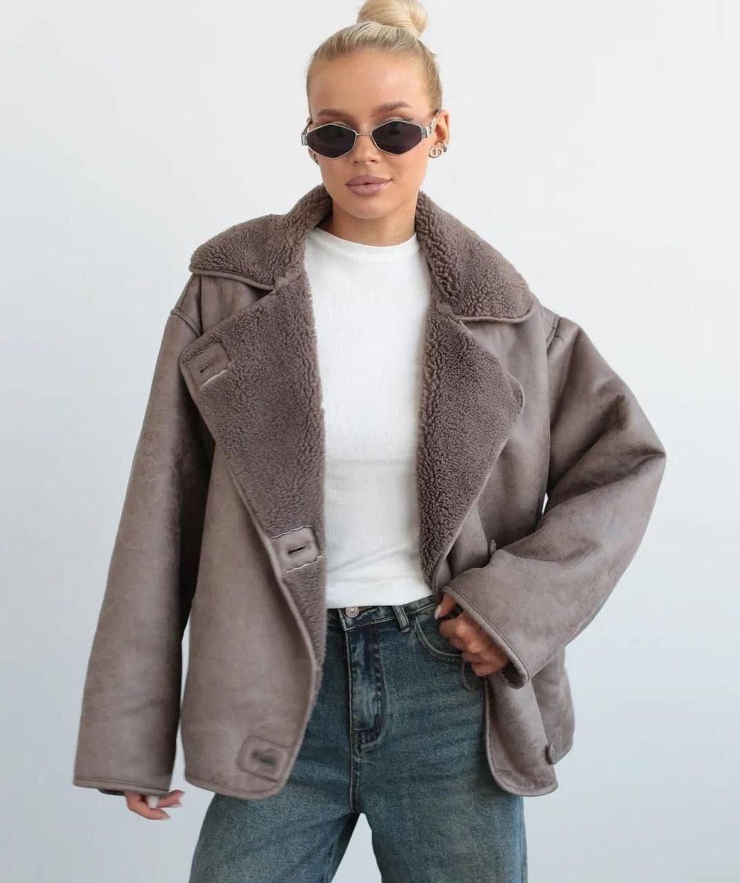 Жіноча дублянка зі штучним хутром, фото 1