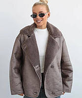 Жіноча дублянка зі штучним хутром, фото 4