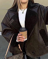 Жіноча дублянка зі штучним хутром, фото 9