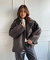 Жіноча дублянка зі штучним хутром, фото 7