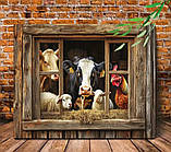 Картина-панно «Фермерські тварини у вікні» – корова, вівці, курка 40×60, фото 5