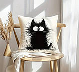 Набір 4 декоративні чохли на подушки з чорними котами – сучасний дизайн, 45×45 см, фото 5