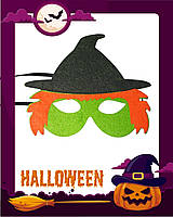 Маска з фетру Відьма для Хелловіна 18х14 см різнокольоровий