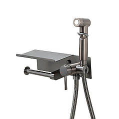 F2075-19 душ гігієнiчний лат. корпус з поличкою та папероутримувачем Ø25 (гангрей) {10/1}