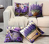 Набір 4 декоративні чохли на подушки з лавандою – стиль Прованс, 45×45 см, фото 2