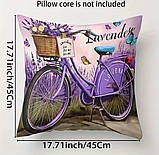 Набір 4 декоративні чохли на подушки з лавандою – стиль Прованс, 45×45 см, фото 4