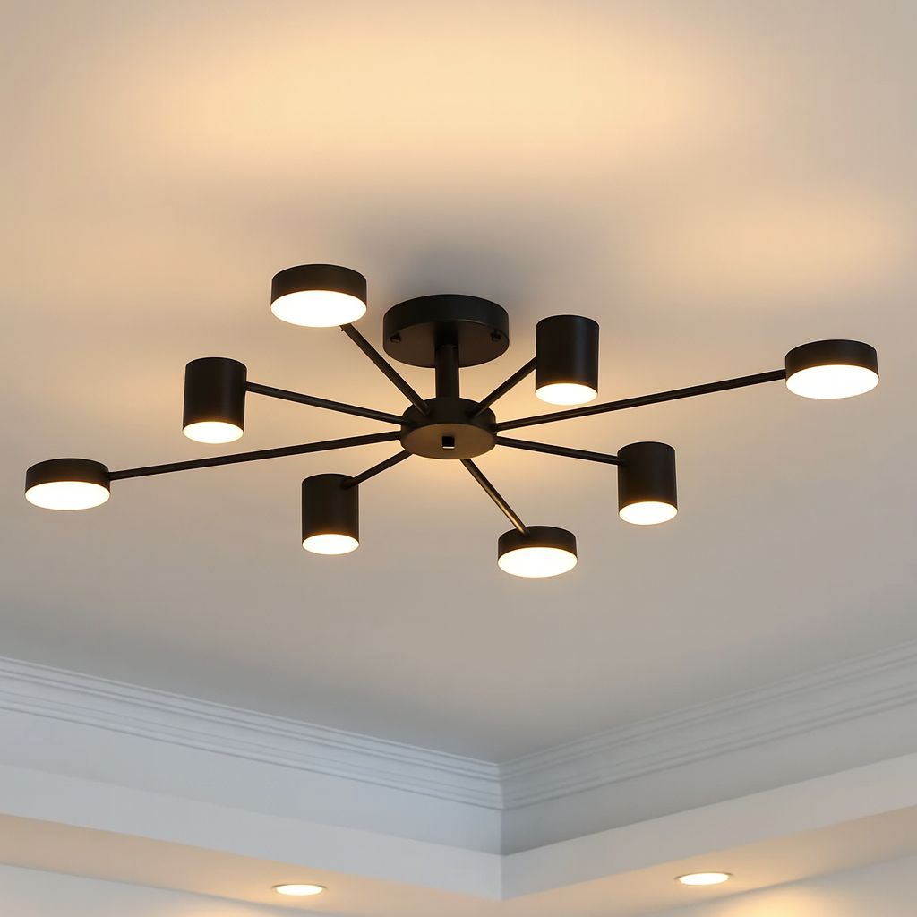 Люстра Лофт молекула светодиодная SVET 96W до 20 м² колір Чорний SY-7800/8 BK, фото 1