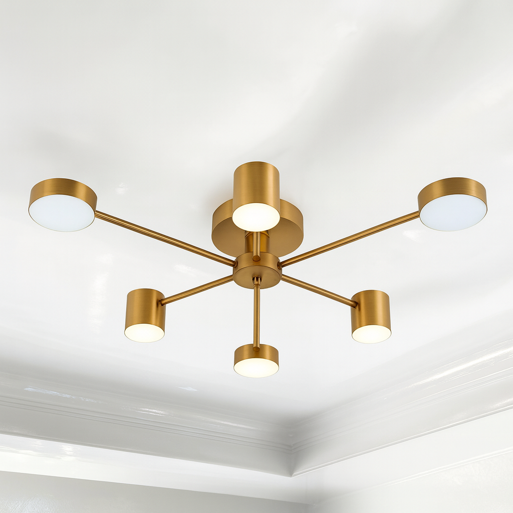 Люстра на низьку стелю SVET 78W до 18 м² колір Золотистий SY-7800/6 CP, фото 1