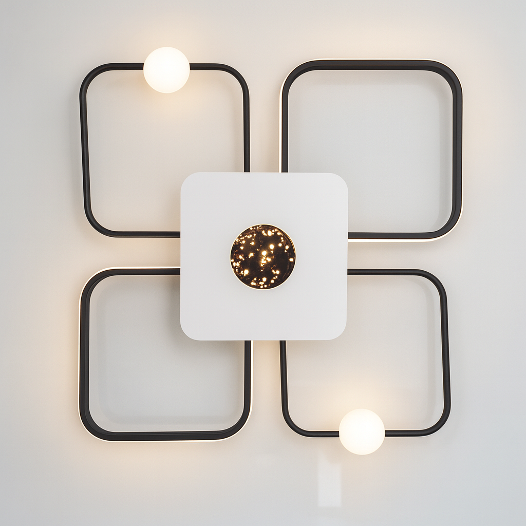 Led люстра з пультом  Diasha 55W до 12 м² колір Чорний + Білий MX2990-2+2B WH+BK, фото 1