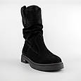 Черевики жіночі замшеві хутро 592650 Чорні, фото 2