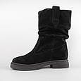 Черевики жіночі замшеві хутро 592650 Чорні, фото 3
