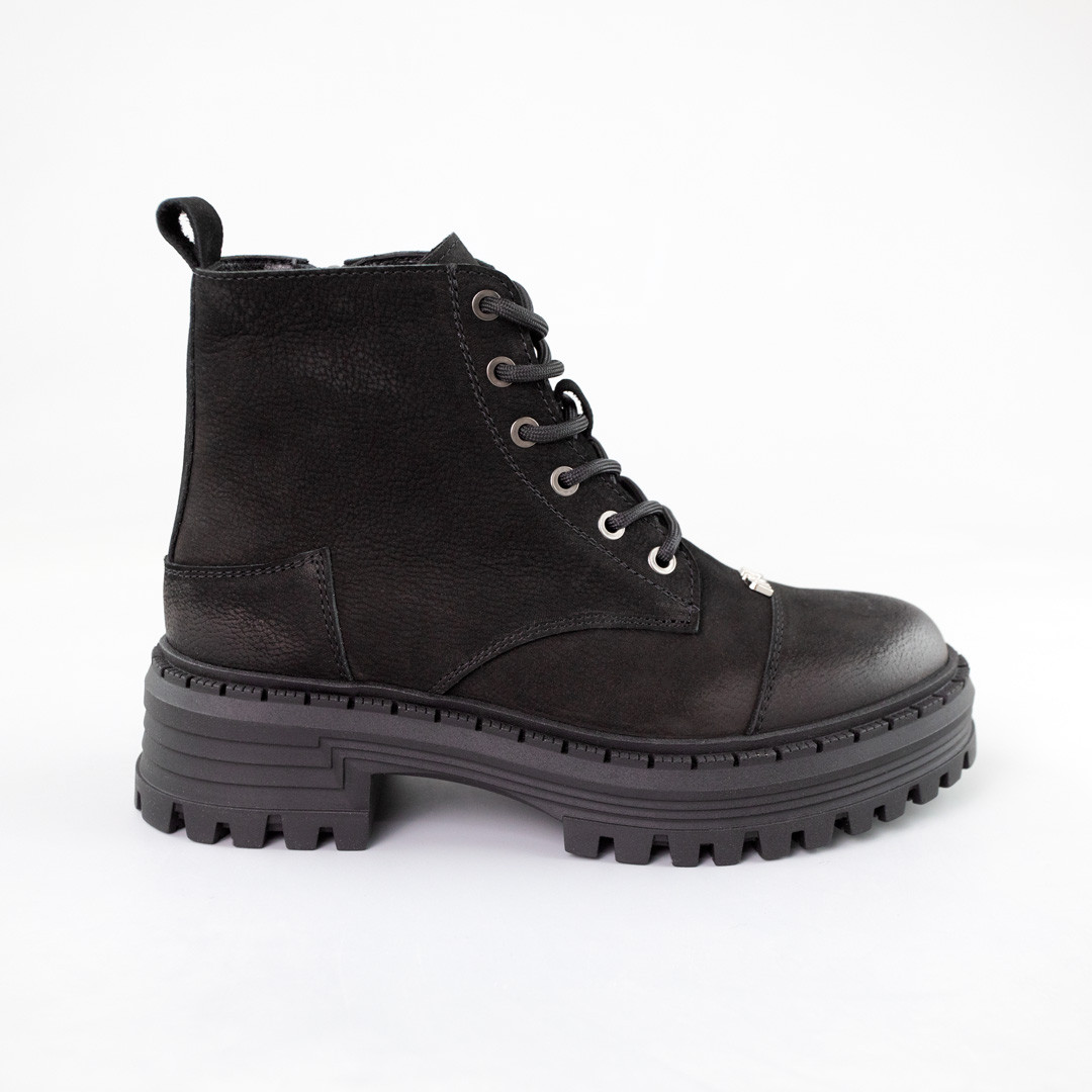 Черевики жіночі шкіряні на хутрі 592653 Чорні, фото 1