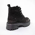 Черевики жіночі шкіряні на хутрі 592653 Чорні, фото 5