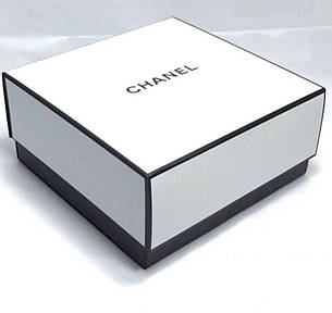 Комплект пакет Chanel і коробка Chanel, розмір 145х145 мм, білий колір, з чорною мотузковою ручкою, фото 2