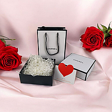 Комплект пакет Chanel і коробка Chanel, розмір 145х145 мм, білий колір, з чорною мотузковою ручкою, фото 4