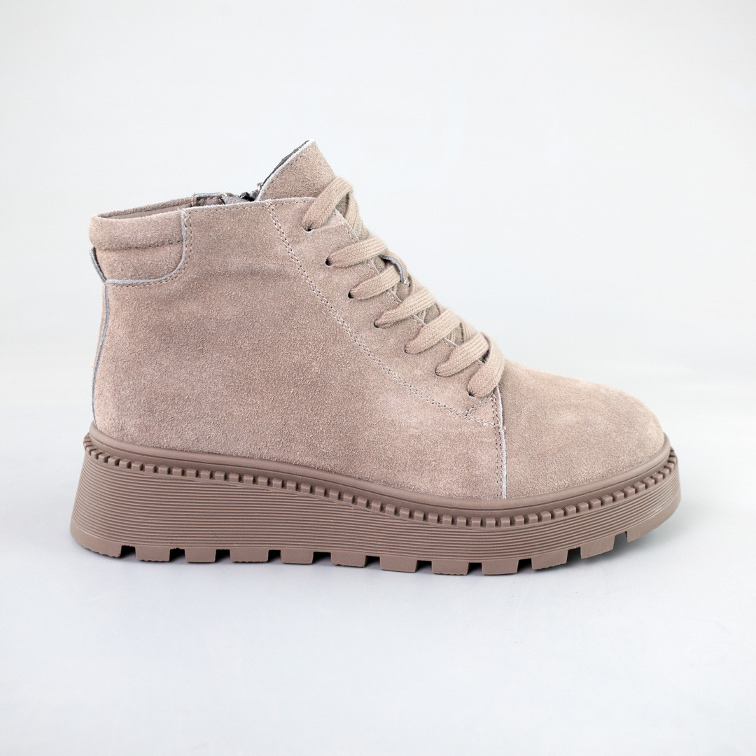 Черевики жіночі замш на хутрі 593170 Сірі, фото 1