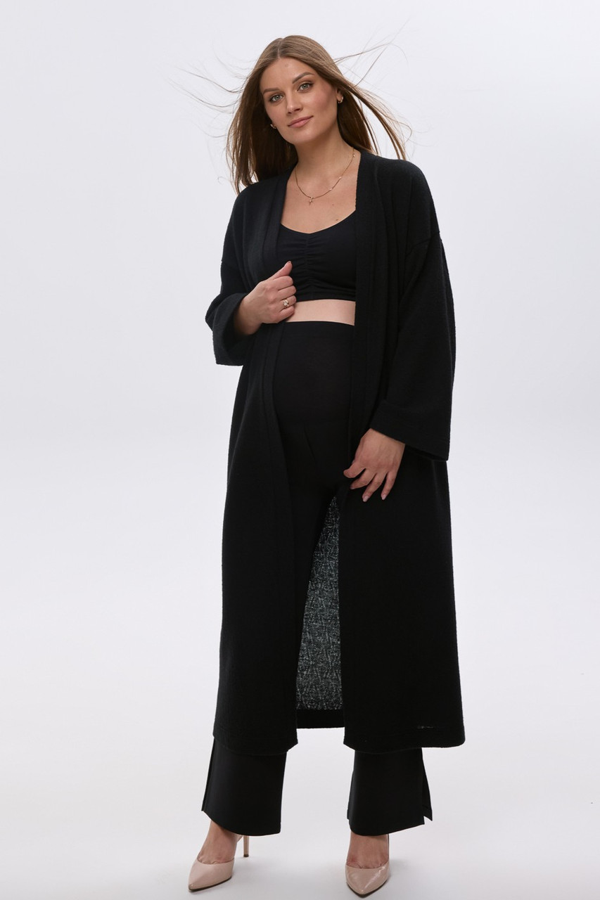 М’який трикотажний кардиган для вагітних та годуючих чорний, OneSize, фото 1