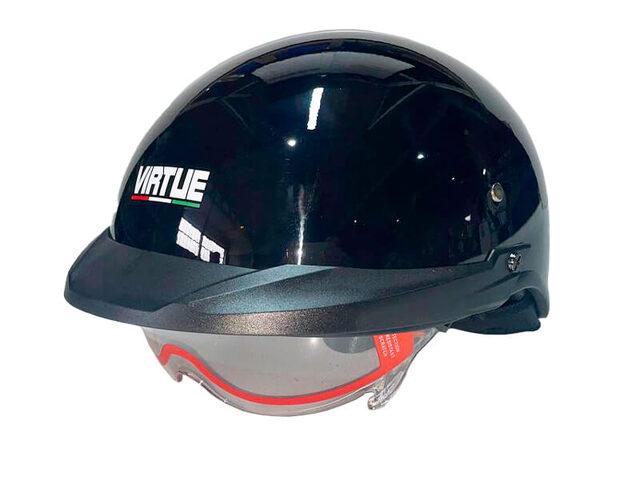 Шолом-каска для мотоцикла, скутера VIRTUE MD-513-1, чорний глянсовий із прозорим склом, size XL, фото 1