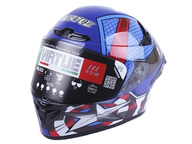 Шолом для мотоцикла, скутера VIRTUE MD-821 інтеграл, синій із зіркою, size M, фото 1