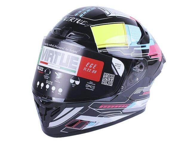 Шолом для мотоцикла, скутера VIRTUE MD-821 інтеграл, чорний із кольоровим, size M, фото 1