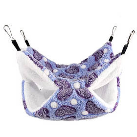 Підвісне ліжечко-гамак для гризунів з натуральної бавовни утеплене 20×20 см - фіолетове