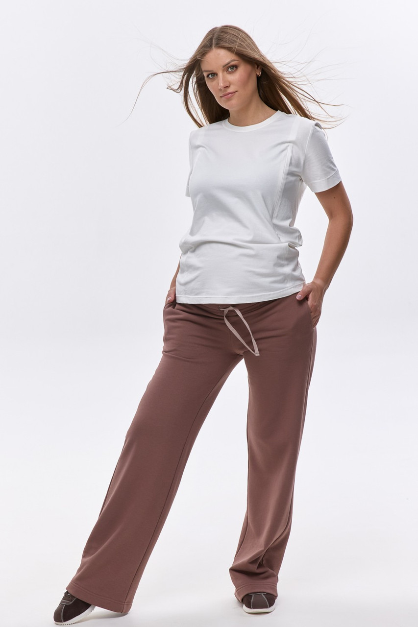 Трендові штани для вагітних з м’якої приємної тканини бежеві, S, фото 1