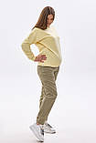 Оливкові зручні штани для вагітних з високою трикотажною вставкою, S, фото 3