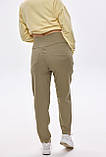 Оливкові зручні штани для вагітних з високою трикотажною вставкою, S, фото 4