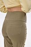 Оливкові зручні штани для вагітних з високою трикотажною вставкою, S, фото 5