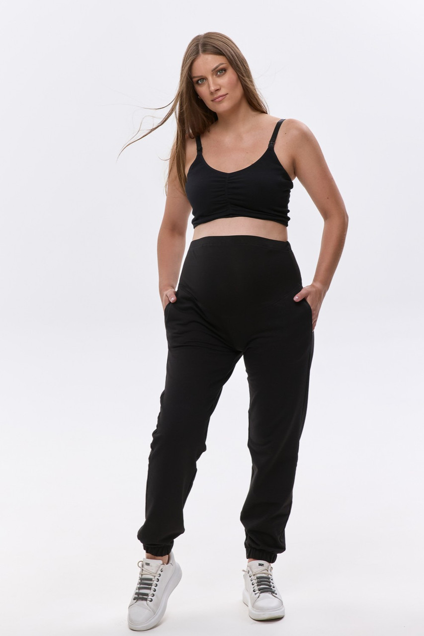 Теплі штани для вагітних чорні на флісі, S, фото 1