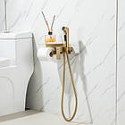 Гігієнічний душ квадратний Frap F2076-3 з полицею та тримачем туалетного паперу прихований монтаж матове золото, фото 2