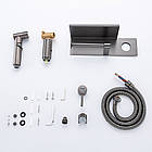 Гігієнічний душ Frap F2075-19 з полицею та тримачем для туалетного паперу прихований монтаж матовий графіт, фото 3