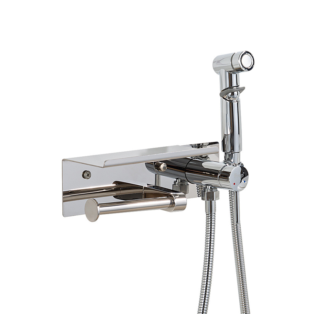 F2075 душ гігієнiчний лат. корпус з поличкою та папероутримувачем Ø25 (хром) {10/1}, фото 1