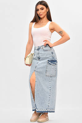 Спідниця жіноча джинсова подовжена світло-блакитного кольору 205658T Безкоштовна доставка