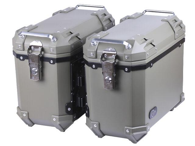 Кофри бічні YBX для мотоцикла, зелені пластикові (пара), 28 л, фото 1