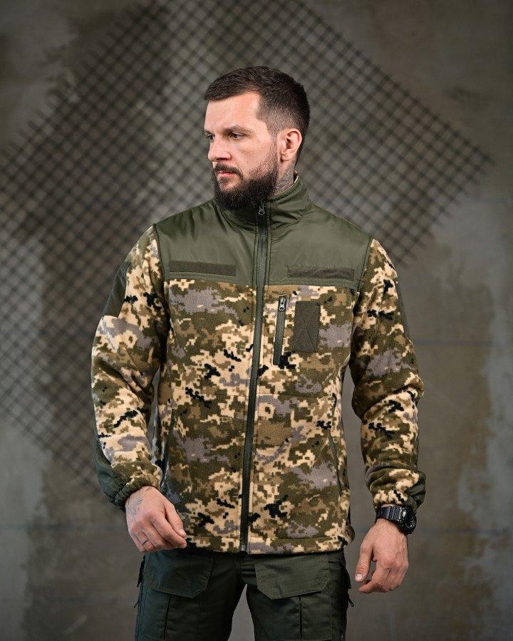 Тактична Фліска TERMIT піксель — чоловіча військова кофта з флісу Polar 280 із вставками та липучTERMIT олива ПП7957, фото 1