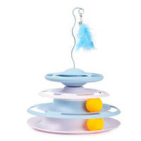 Іграшка трек для котика, кошеня з кульками і трекбол пером. Колір: синій NT-24