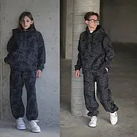 Дитячий підлітковий теплий спортивний костюм на флісі Турція 146 152,158,164,170 чорний