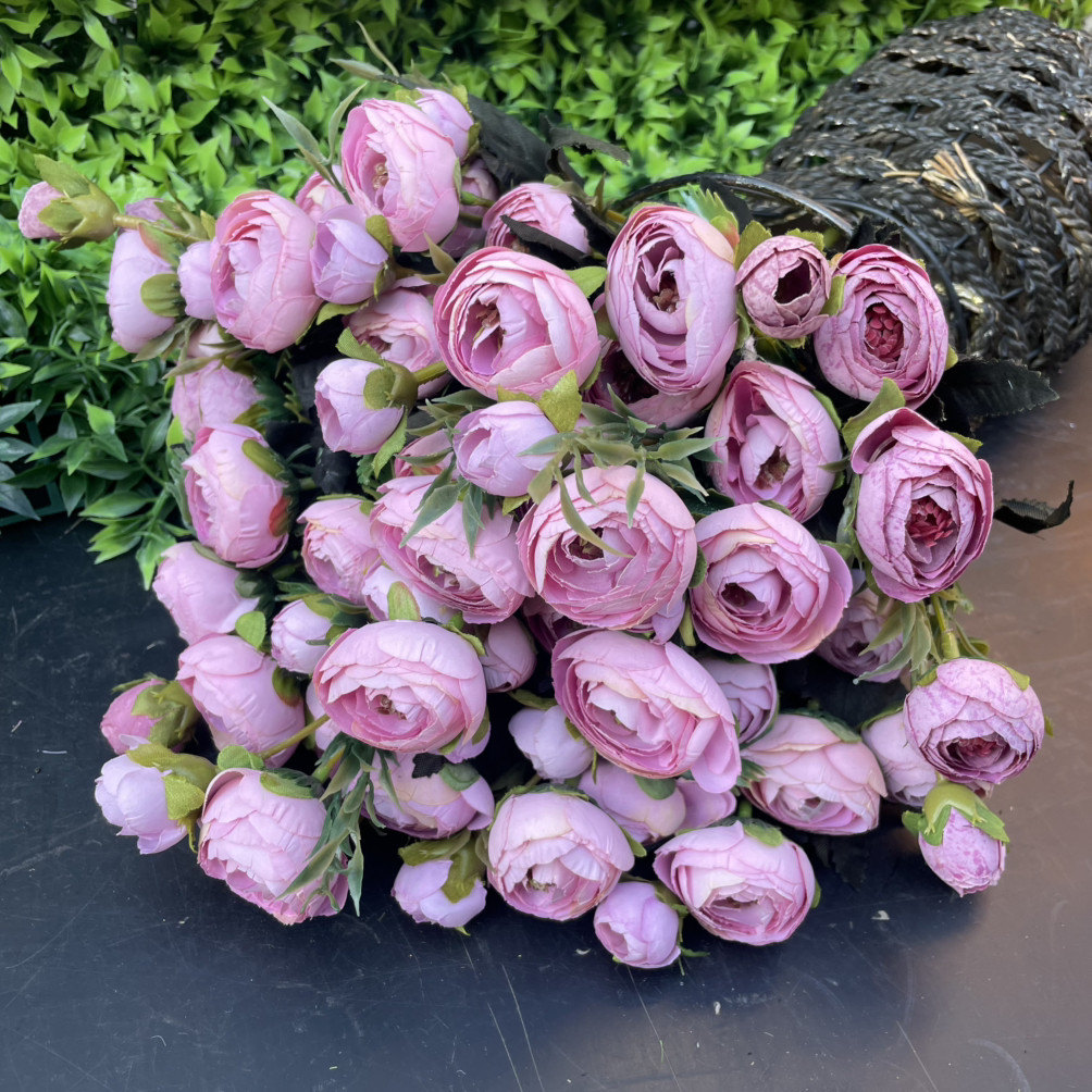 Штучні квіти Букет півонії камелія, лютики, рананкулюс 30 см, фото 1