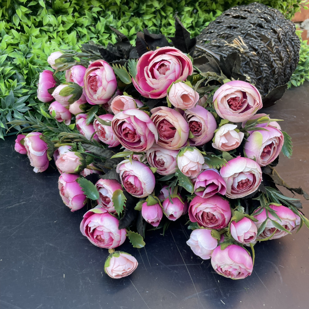 Штучні квіти Букет півонії камелія, лютики, рананкулюс 30 см, фото 1