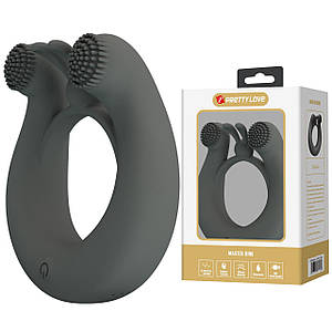 Віброкільце зі стимулюючими виступами Pretty Love Dahlia та вушками, сіре