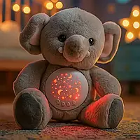 М'яка іграшка Слоник заспокійливий нічник світильник світильник малюкові для сну Звірятко Проектор зоряного неба мелодії