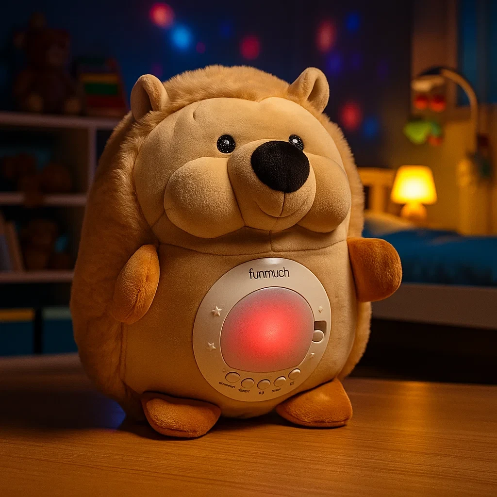 Милий дитячий нічник проектор Їжачок для сну і обіймів / М'яка іграшка світильник з сенсором плачу Співає мелодії, фото 1