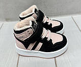 Кросівки дитячі високі хайтопи утеплені BBT маломірні 21-25  рожевий, фото 2